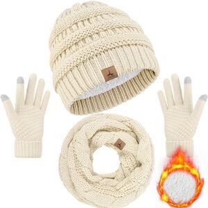 Elegant Cream Knit Gloves by [Brand]